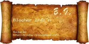 Blocher Irén névjegykártya